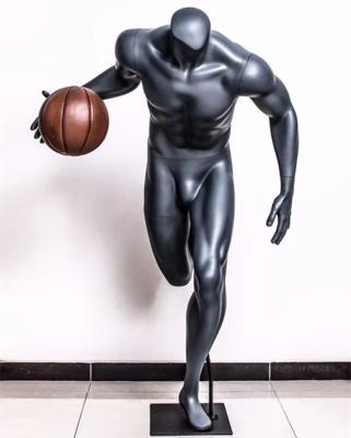 China Plus Size Large Black Fiberglass Sports Male Mannequin Muscle Basketball Man Mannequin for sale