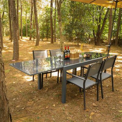 China (Other) 4 Person Rectangle Table Patio Matel Outdoor Expandable Dining Table for Adjustable Deck and Indoor Garden Yard for sale