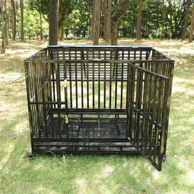 China Breathable Heavy Duty Black Outdoor Pet Cage Dog Cat Cage Iron Reinforcement Single Door for sale