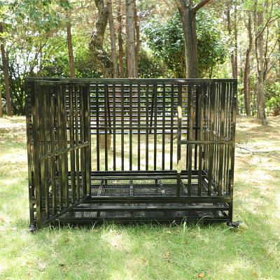 China Wholesale Breathable Black Metal Iron Dog Crate Outdoor Pet Cage With Interactive Skylight for sale