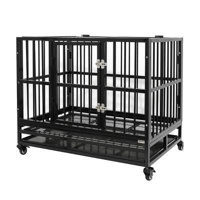 China Breathable Wholesale Black Durable Strong Iron Cat Crate Pet Cage With Skylight for sale