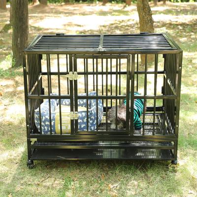 China Breathable Durable Metal Strong Breathable Single Door Pet Cage Crate With Toilet Tray for sale