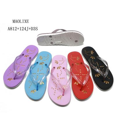 China New Design PVC Slipper Waterproof Ladies Chappals Female Thong Fancy Shoes For Women for sale