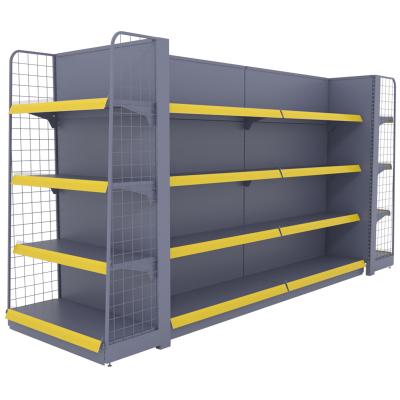 China HongLong Factory Double Sided Heavy Duty Steel Rack Q235 Supermarket Shelves Store Display Rack for sale