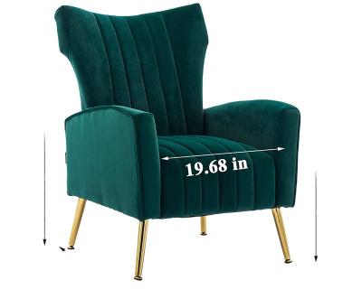 China Mid Century Modern Accent Chair With Metal Gold Legs Velvet Upholstered Arms Modern Club Leisure Chair For Living Room Bedroom for sale