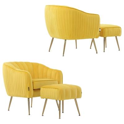 China Modern Velvet Tub Barrel Armchair Upholstered Ornate With Gold Metal Legs Velvet Accent Club Lounger Leisure Chair for sale