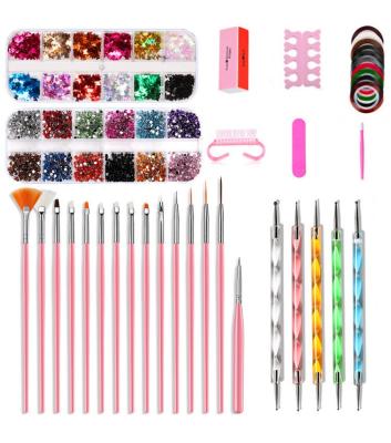 China Factory Wholesale Durable Manicure Nail Dotting Nail Art Tools Set Art Supplies Kit Set Decoration Rhinestone Nail Painting Brushes Tool for sale