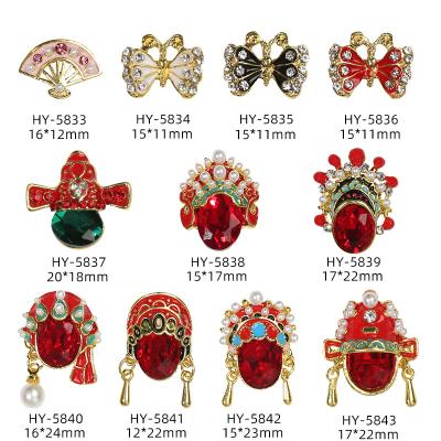 China FREE SHIPPING Nail Art Chinese Style Beijing Opera Glass 3d Rhinestone Alloy Metal Nail Art Jewelry for sale