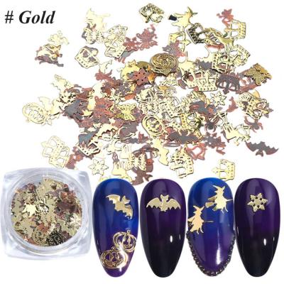 China 2020 Nail Decoration 2020 Glitter Nail Sticker Butterfly Ghost Designers Halloween Seer Logo Luxury Devil Sticker Pumpkin Novel Nail 3D Metal Sequins for sale