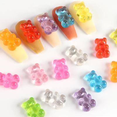 China Nail Cosmetics FREE SHIPPING Muticolor Resin Gift Cute Little Bear Nails Charms Art Decoration for Women Girls for sale