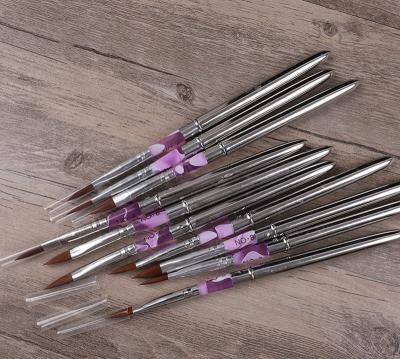 China Amazon Hot Sale Acrylic Nail Art Handle 5pcs Nail Art Brush Round Kolinsky Hair Nail Art Brush Sets for sale