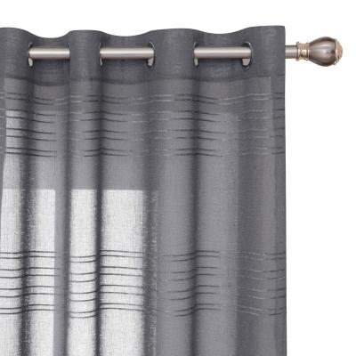 China Cheap Blackout Style European Curtains Striped Gray Window Curtains For Bedroom Sheer Curtain for sale