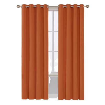 China Fancy Blackout Window Curtain Blackout Orange Solid Curtains for sale