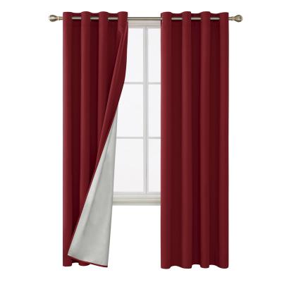 China Blackout Luxury European Style Polyester Beaded Red Thermal Insulated Blackout Total Curtains Drapes for sale