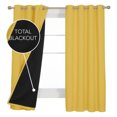 China Blackout Deconovo Double Layers Blackout Luxury Kids Yellow Full Curtains For Living Room for sale