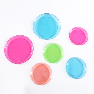 China Disposable Clear Plastic Disposable Dish Party Colorful Cake Plate High Quality Clear Dish and Dinner Plate Wholesale for sale