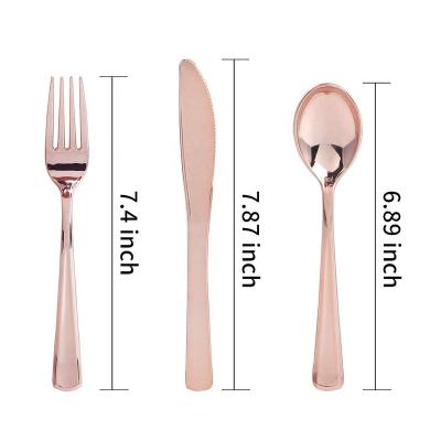 China Cheap PS Plastic Rose Eco Friendly Disposable Biodegradable Gold Party Tableware for sale