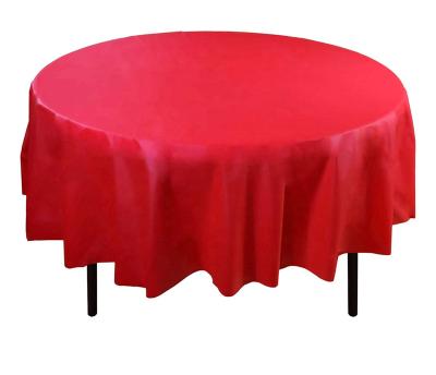 China Oilproof Plastic Tablecloth Red Disposable Table Covers for sale