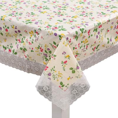 China PEVA+ plastic printed flannel tablecloth with flannel backing for sale