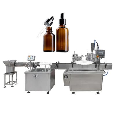 China Automatic 5-200ml food dropper liquid bottle capping and filling labeling machine for cbd essential oil for sale