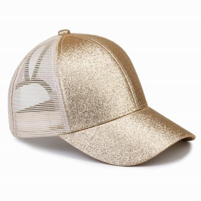 China S4094 New JOINT Summer Snapback Sequin Shine Hip Hop Messy Hats Sparkle Ponytail Baseball Caps gorras for sale