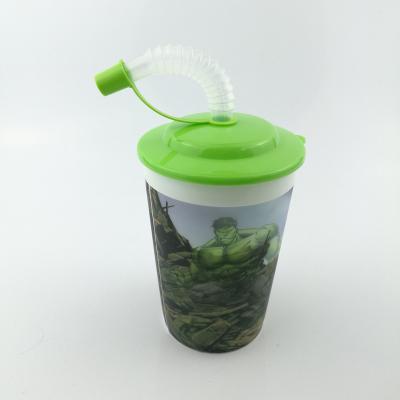 China Sustainable 12oz Kids Plastic 3D Cup With Straw For Wholesale for sale