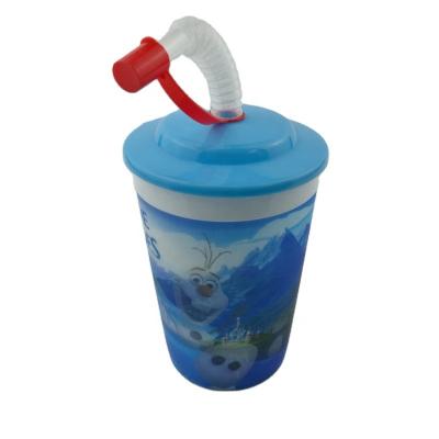 China Sustainable 12oz Kids Plastic 3D Cup With Straw For Wholesale Stadium Drinks Cup for sale