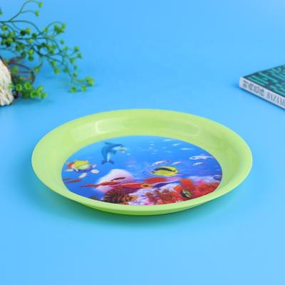 China 3D Reusable Unbreakable Plastic Dish Kids Disposable Custom Cheap Printing Plastic Dinner Dish pp for sale