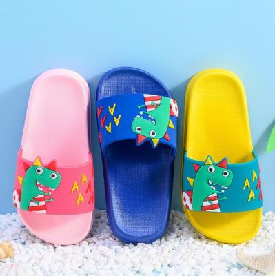 China Wholesale Round Cartoon Kids Girls Boys Dinosaur Printed Indoor Slippers Outdoor Sandals Summer Bathroom Shoes Slippers For Kids for sale