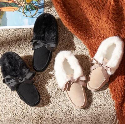 China 2021Beautiful Winter Faux Fur Lightweight Casual Elegant Women Flat Loafers Shoes Cute Moccasin Winter Loafers for sale