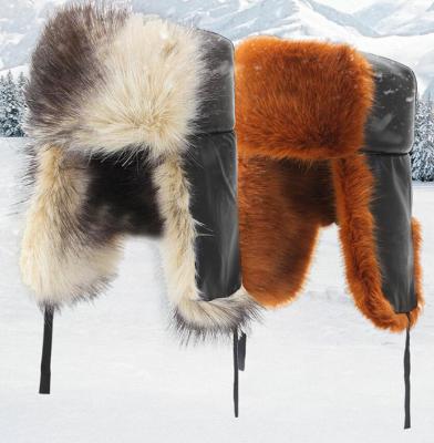 China Customized Hunting Custom Fur Hats Windproof Russian Winter Trooper Hat OEM Earflap Hat Waterproof Long for Cold Season for sale