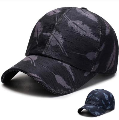 China breathable & Fashion Waterproof Wholesale Feather Pattern Hat Unisex Baseball Caps for sale