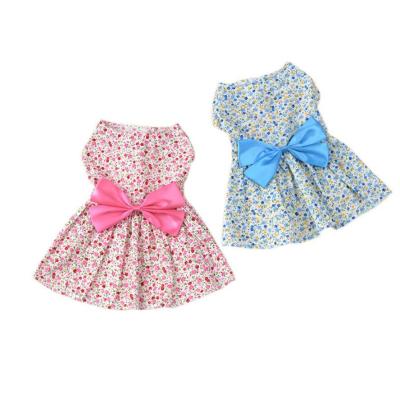 China Wholesale Cute Viable Polka Dot Ribbon Cozy Sleeveless Dog Shirt Sunbathing Dog Dress for sale