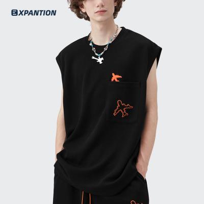 China Anti-pilling men 100 EXP summer polyester high quality stylish sleeveless streetwear loose casual workout tank tops for sale