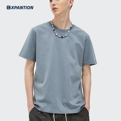 China 100% plain unisex high street EXP anti-pilling t-shirts style o high quality casual loose neck 265gsm cotton for sale