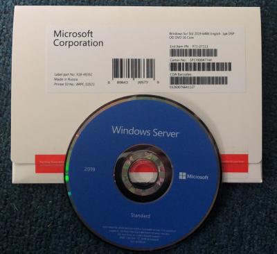 China Genuine Windows Server 2019 Standard Edition DVD 64 Bits 100% Online Activation for sale