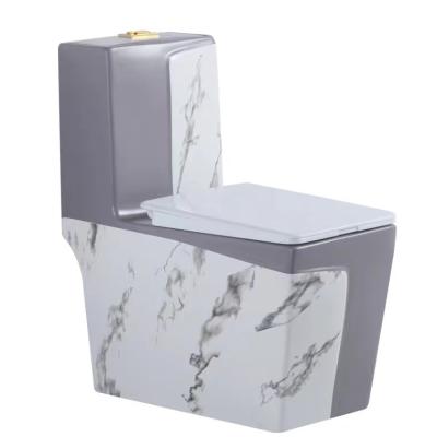 China Double-flush Chinese Chaozhou Bathroom One Piece Floor Floor Toilet Black Matte Marble Square Toilet Bowl for sale