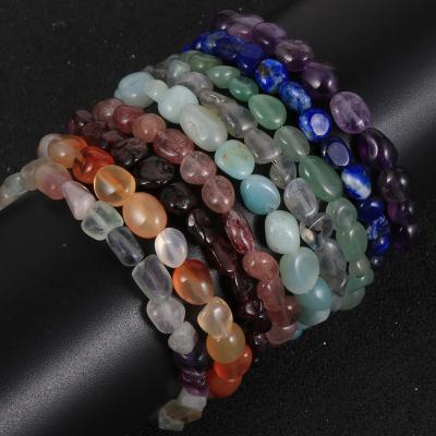 China Healing Amethyst Natural Stone Oval Irregular Colored Garnet Crystal Fluorite Beads Bracelet TRENDY Women for sale