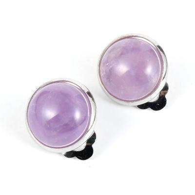 China Economic Vintage Custom Design Tasty Round Natural Stone Clip Earrings 2022 Fashionable for sale