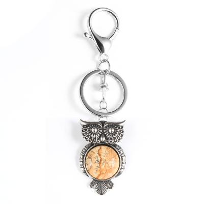 China Natural Raw Stone+Alloy Factory Sale Various Owl Pendant Cute Gift Custom Key Chain for sale