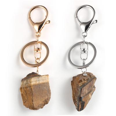 China Daily Meeting/Party/Friend/Outdoor/Sport/Original Pendant Working Tiger Eye Stones Key Chain Ring Metal Keychain Natural Raw Rough Custom Ball Amethyst for sale