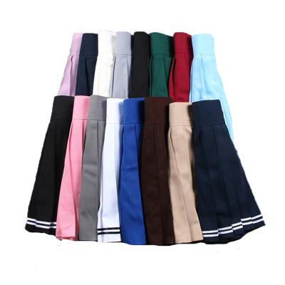 China Japanese color pleated skirt women's candy waist skirt elegant ladies plus size mini high waist pleated skirt for sale