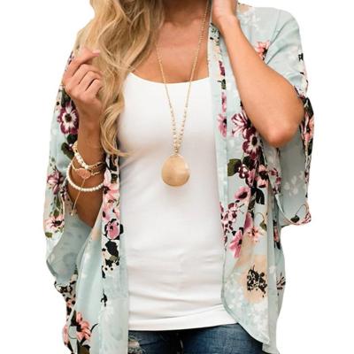 China 2019 New Breathable Design 3/4 Sleeve Floral Beach Cover Ups Kimono Cardigans For Women S-3XL for sale