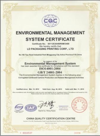 ISO14001:2004 - Lianguan International trading (shanghai) Co., Ltd