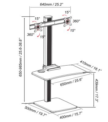 China Durable Height Adjustable Stand Dual Monitor Desk Pneumatic Computer Workbench Computer Desk VM-WS18 for sale