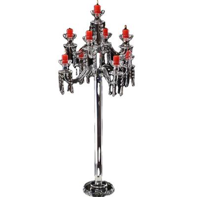 China Art Home Style 9 Arm 120cm Crystal Glass Candle Holder European Folk Wedding Dinner Celebration Candlestick Candlestick Lamp for sale