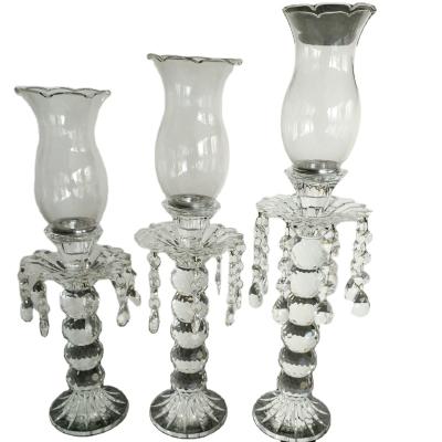 China Folk Art High Candle Cup 40cm 30cm Single Crystal Pearl Restaurant Candlestick Candle Table Lamp Hanging Dinner Use for sale