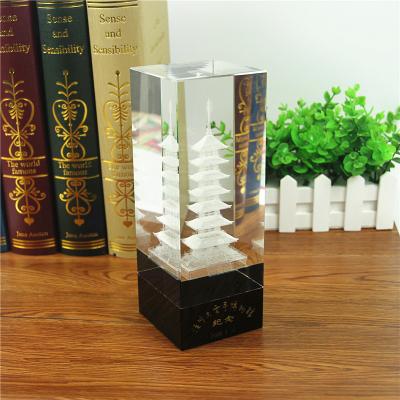 China China 3d laser engraved crystal cube with building inside for sale