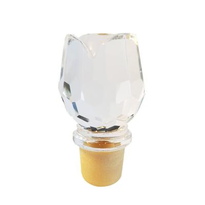 China Non Puddle Crystal Rose Flower Shaped Glass Wine Stopper Glass Sealing Cap for sale