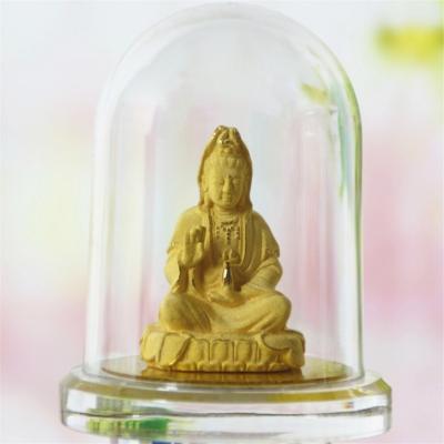 China China Chinese Saint Buddha Female Gold Plated Statue Flocking Alluvial Gold Processing Gold Crafts Figurine With Glass Box for sale